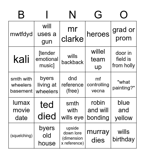 s5 Bingo Card