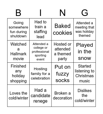 MS UR&R Holiday Bingo Card