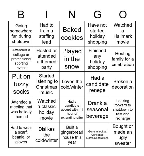 MS UR&R Holiday Bingo Card