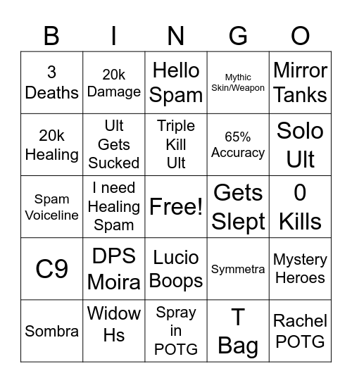 Overwatch Bingo Card