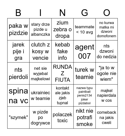 faceit bingo Card