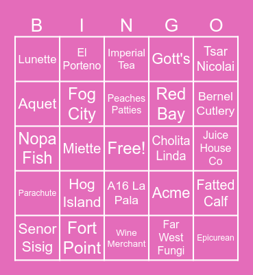 Love Bites! Bingo Card