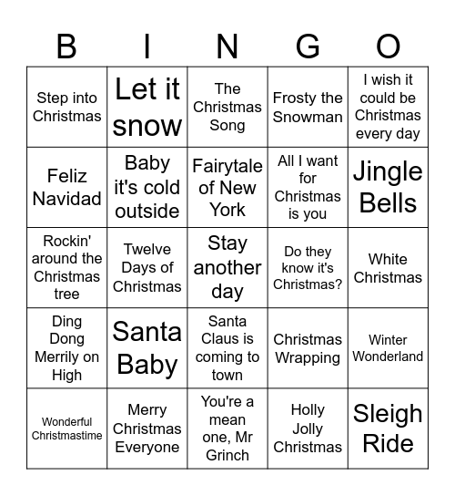 Christmas 2025 Bingo Card