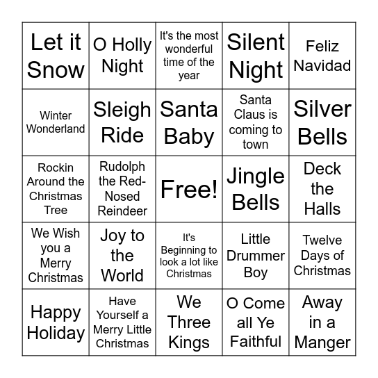 Christmas Singo Bingo Card