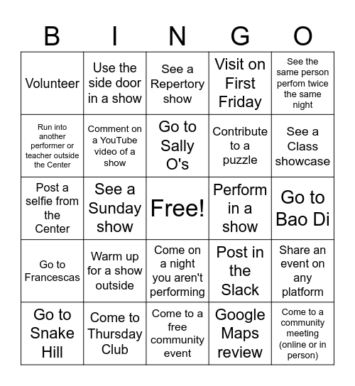 Highwire Season 22 Bingo Card