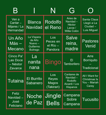 Bingo musical🎄🎶 Bingo Card