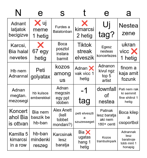 Nestea Bingo 2026 Bingo Card