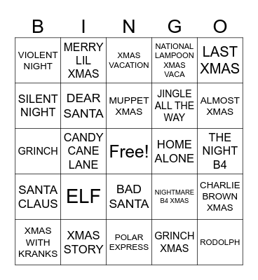 Merry XMAS Bingo Card