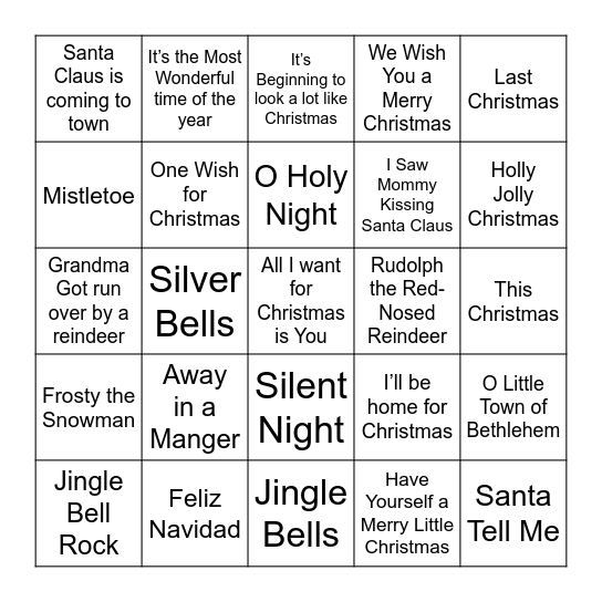 Christmas Singo Bingo Card