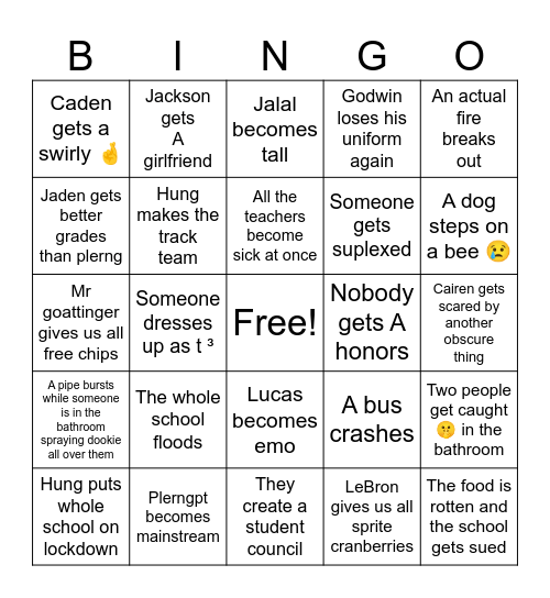 Rosemont bingo Card