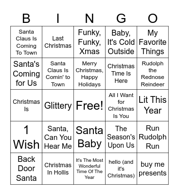 New Christmas Bingo Card