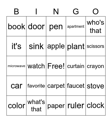 Chapter 4 Bingo Card