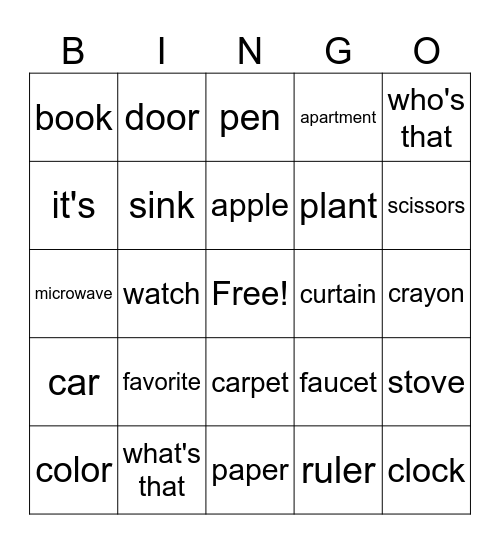 Chapter 4 Bingo Card