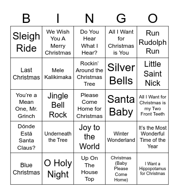 Christmas Singo Bingo Card