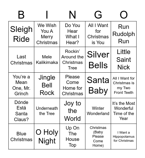 Christmas Singo Bingo Card