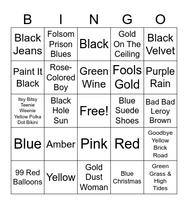 All About Colors Bingo Card