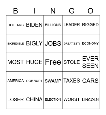 TRUMP ADDRESS 12/17/25 Bingo Card