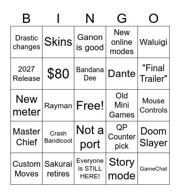 SMASH 6 Bingo Card