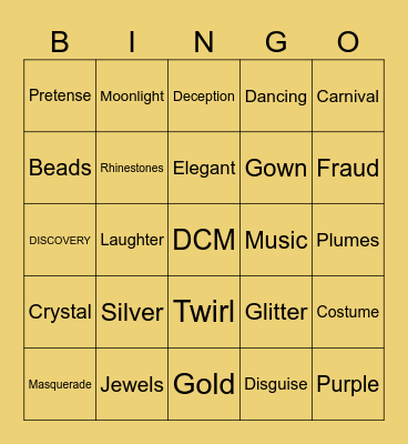 MASQUERADE AT THE MUSEUM Bingo Card