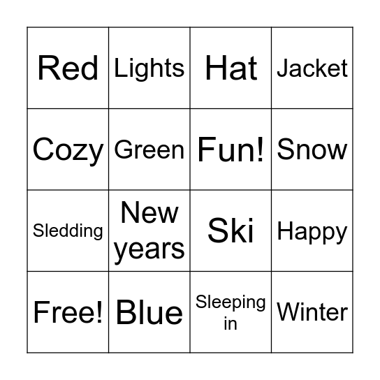 Winter Bingo Card