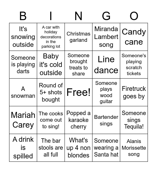 Christmas Karaoke Bingo Card