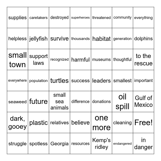 Kids to the Rescue!! Bingo Card