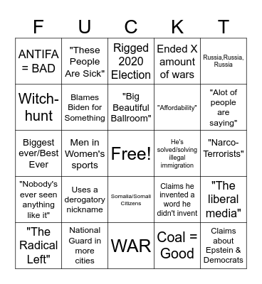 National Address! Bingo Card