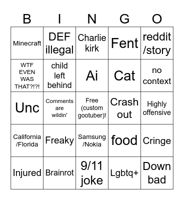 Reels bingo Card