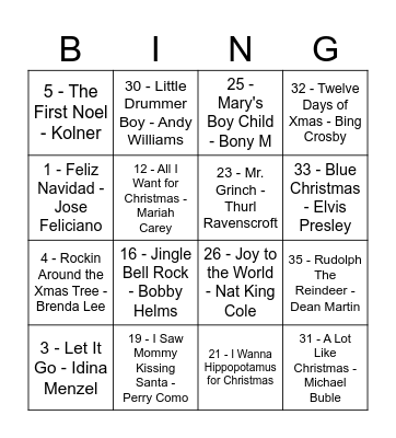 Christmas Bingo Card