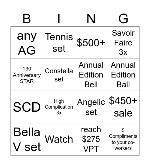 NEW YEAR BINGO Card
