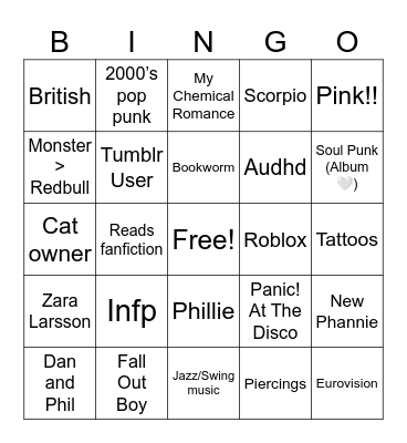 Caspian’s Bingo Card