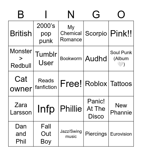 Caspian’s Bingo Card