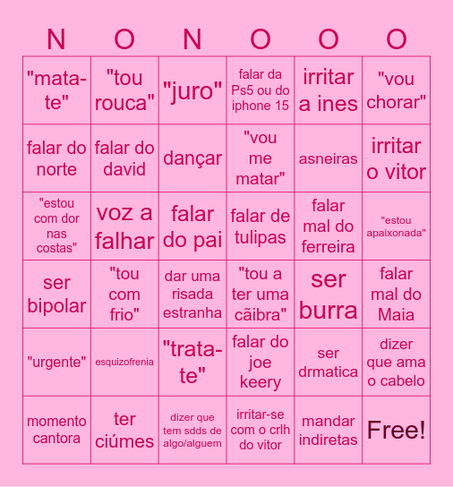 bingo da vossa fav Bingo Card