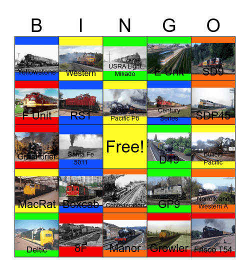 Railroads that I would like to restore a steam locomotive one day Bingo Card
