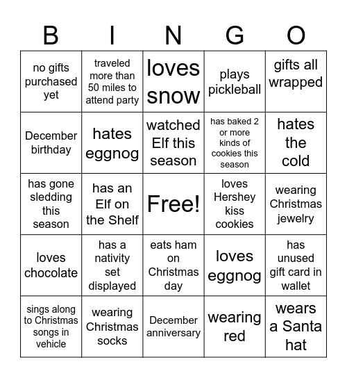 March and Mike's 2025 Christmas Party!! Bingo Card