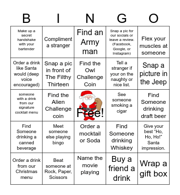 Bombshells Recon Christmas Bingo Card