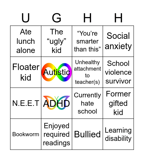 School Trauma Bingo Card