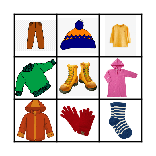 Clothes, clothes, clothes! Bingo Card