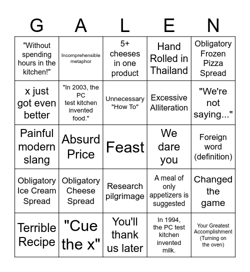 PC Holiday Insiders Report Bingo Card