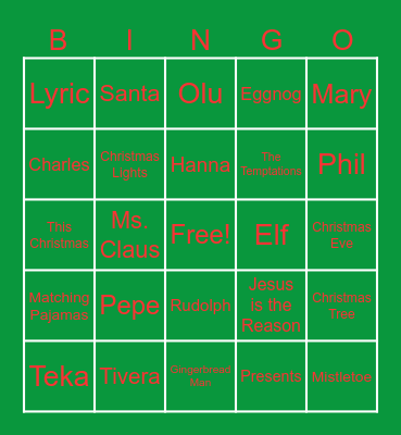 Charlie's Angel BINGO Card