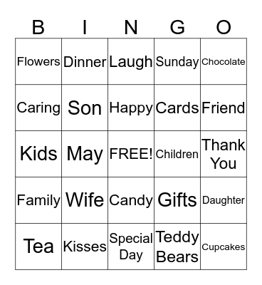 MOTHER'S DAY BINGO! Bingo Card