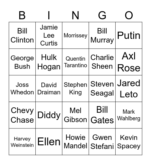 Epstein list bingo Card