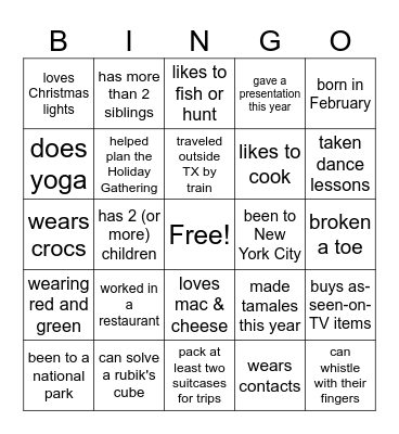 Getting to Know You - 2025 Bingo Card