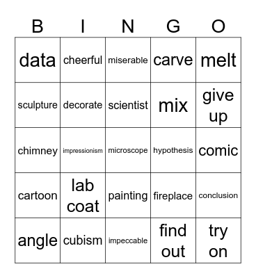 A Way With Words Bingo Card