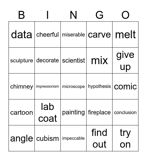 A Way With Words Bingo Card