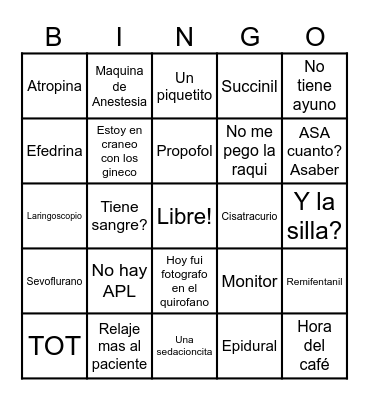 ANESTESIADOS Bingo Card