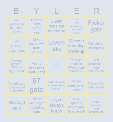 Byler Bingo Card