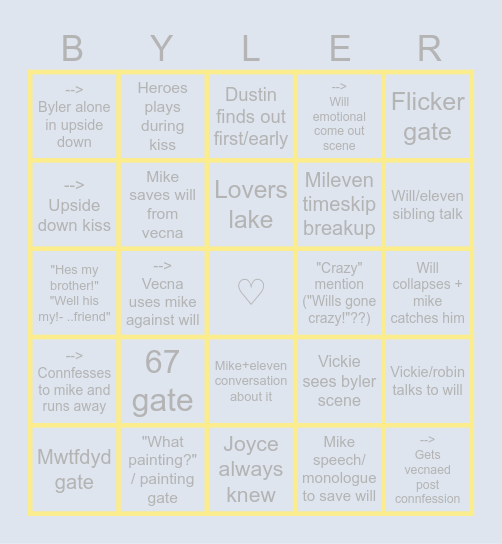 Byler Bingo Card