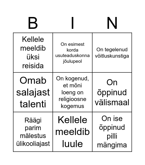 Leia keegi, kes... Bingo Card