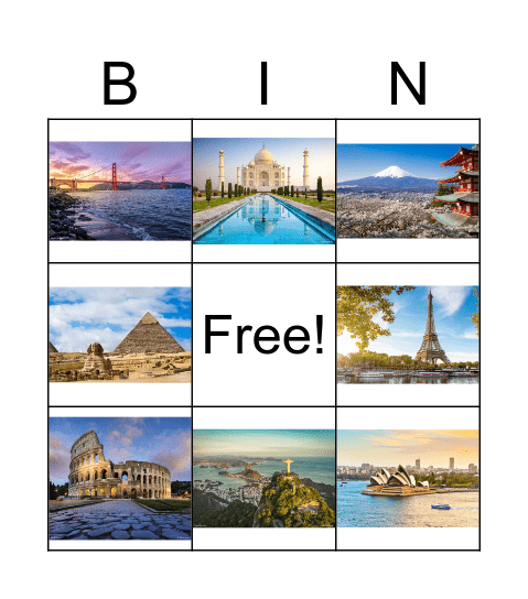 Landmarks Bingo Card
